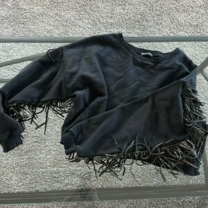 Zara Sparkle Sleeves Cropped Sweater